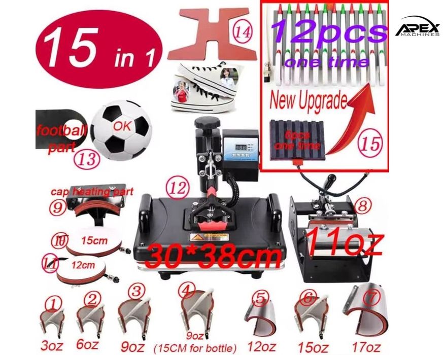 Термопресс 15-в-1 сублимация | Termopress 15 tasi 1 da sublimatsiya