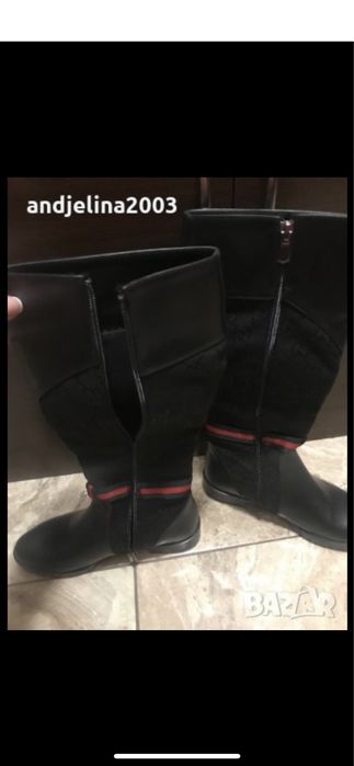 Естествена кожа и набук и Gucci ботуши