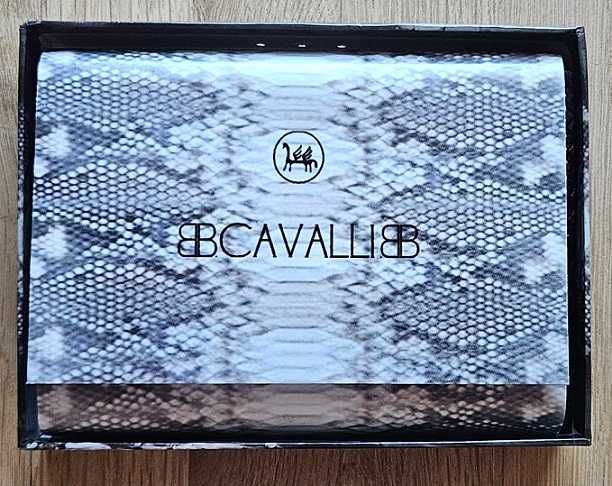 Мъжки кожен портфейл Cavalli Кавали черен от змийска кожа НОВ