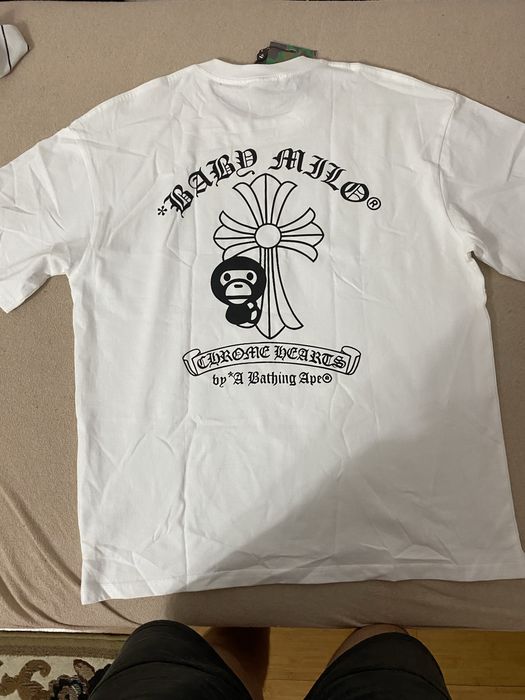 Tricou alb bape chrome hearts