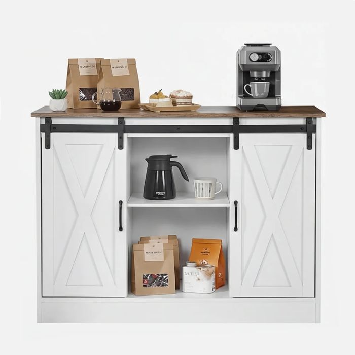Кухненски Шкаф и Бюфет с Плъзгащи Врати в Рустикален Стил