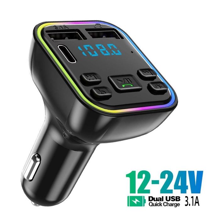 12-24v автомобилен bluetooth 5.0 fm трансмитер безжичен хендсфри ...