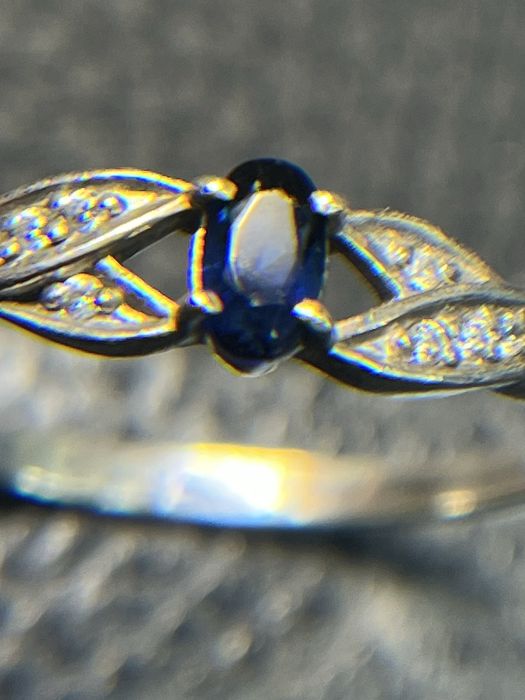Сребърен пръстен естествен син САПФИР  камък 925 silver