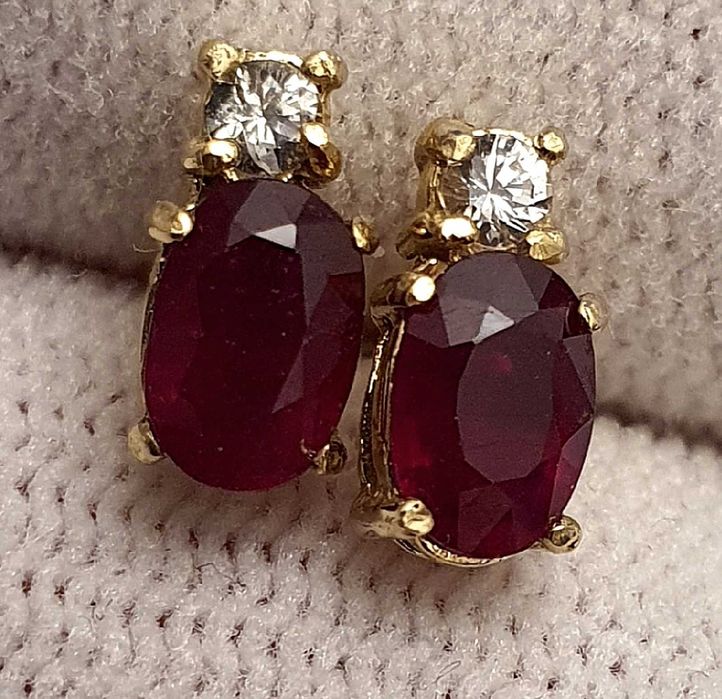 Cercei Aur 14K Cu Safire Si Rubine Naturale