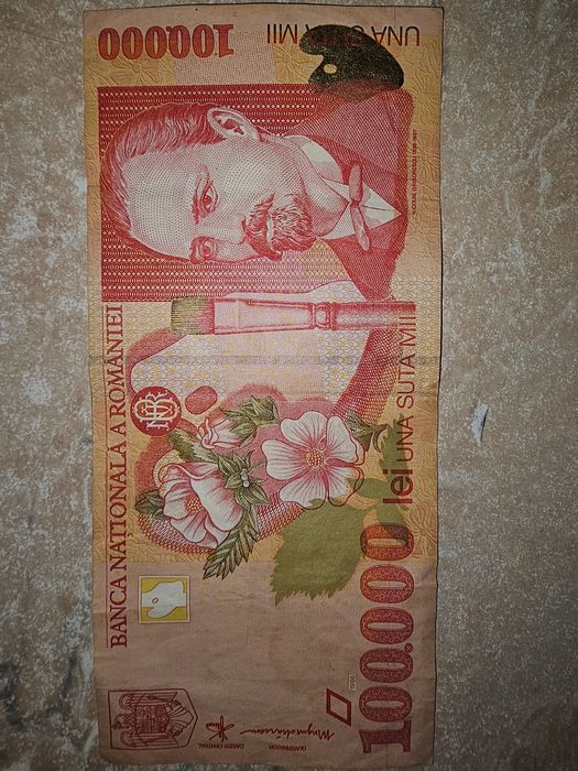 Bancnotă 100.000 lei an 1998 seria A  în stare bună