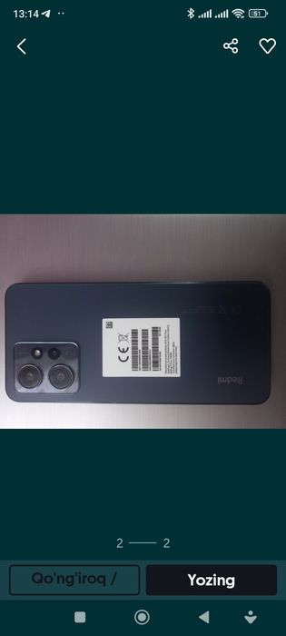 Redmi note 12 Yangi karobka 

Марка телефона: Хіаоті

Сост