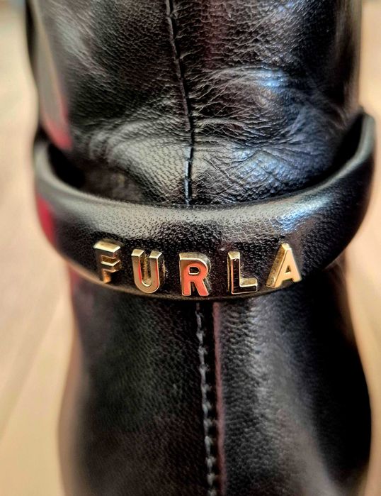 Furla, кожени боти, черни, размер 37