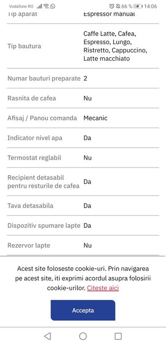 Vând expresor cafea manual ,panou comanda  mecanic