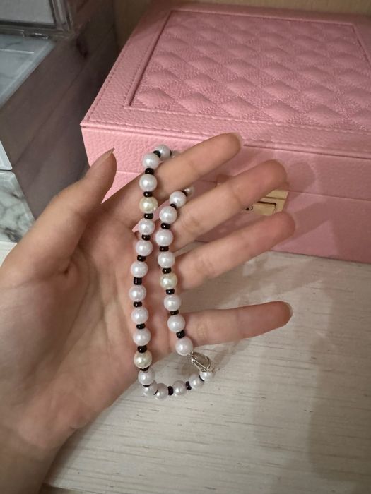 Белые бусы на шею, руку, для мягкой игрушки