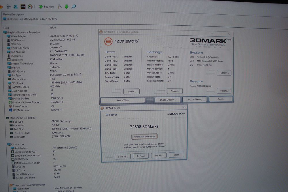 Placa video retro pentru colectie hd5870 vapor-x 1gb gddr5 256biti
