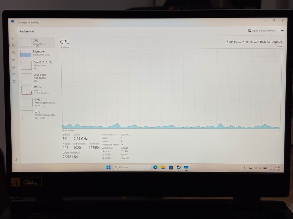 Laptop gaming Acer Nitro 5 RTX 3050 / Ryzen 7 / 16GB RAM / SSD 512GB + SSD 1TB