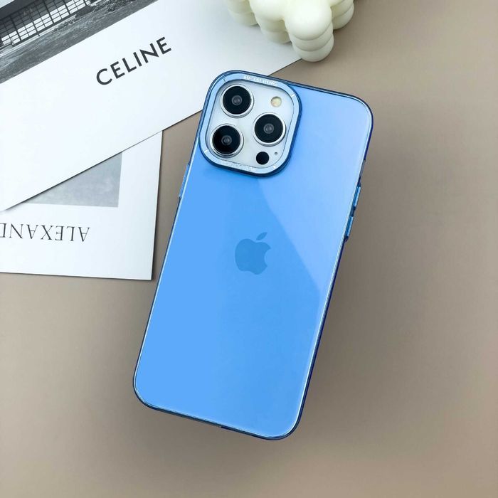 Калъф за iPhone 13 / 14 / 15 серия стилен твърд прозрачен кейс гръб ултратънък Q-Series