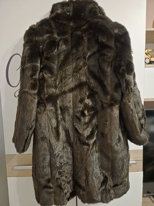 Haină blană damă Couture Hélène, mărimea S/M, maro închis