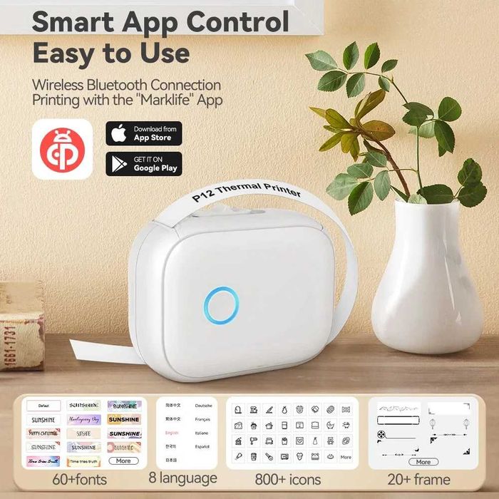 Imprimanta termica portabila bluetooth etichete adezive Marklife LP12