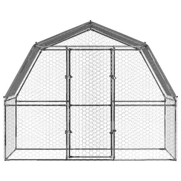 Пилчарник с покрив и врата, сребрист, поцинкована стомана