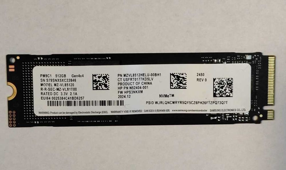 SSD 512GB Samsung M2 Nvme  PCIE gen4 , Nou, Garantie 1 AN, format 2280