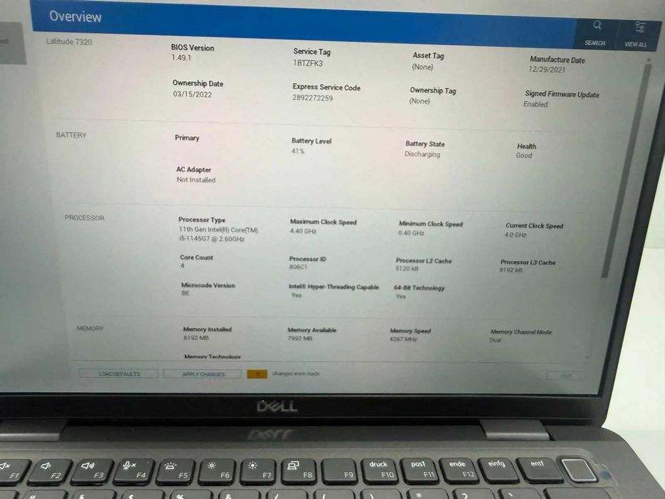 Laptop SH Dell Latitude 7320 i5-1145G7 SSD 512Gb DDR4 8Gb