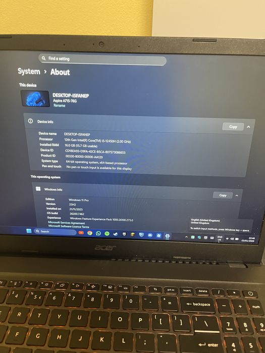 Laptop gaming acer aspire 7+accesorii