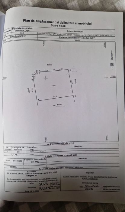 Teren intravilan,650mp,zona Stefan Procopiu(cartier Grivita Ap)