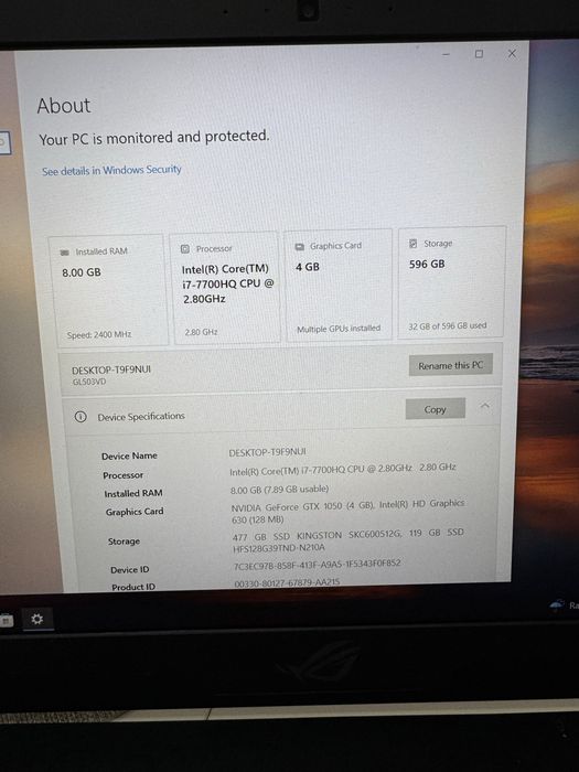Laptop Gaming Asus Rog GL503VD