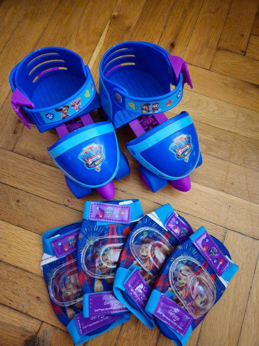 Детски ролкови кънки + наколенки и налакътници, Paw Patrol