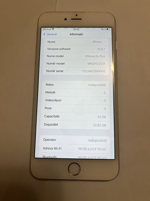 Iphone 6S plus 32 Gb 84% sanatate baterie