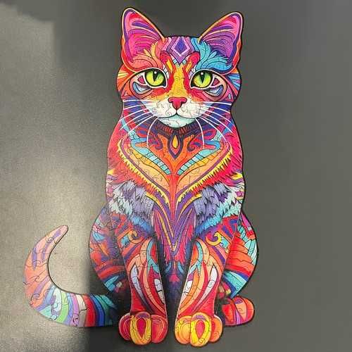 Дървен пъзел-котка