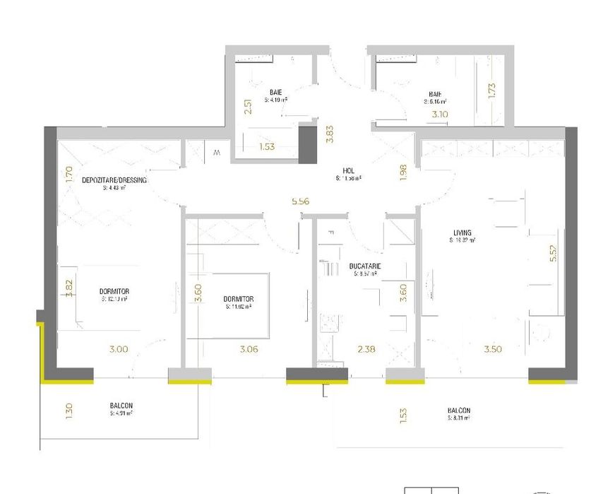 Urban Plaza -  Etaj 1 - Apartament 3 camere, 2 bai, 2 terase, parcare!