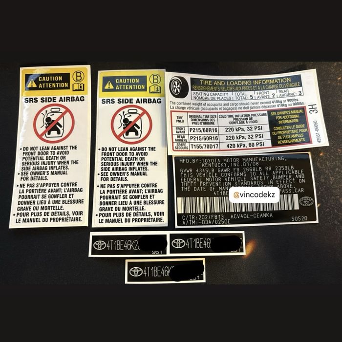 VINCODE, VIN-наклейки, вин-стикеры, шильдики