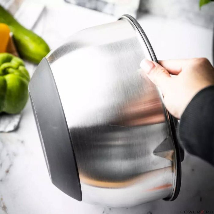 Bol inox, cu capac si razatoare, multifunctional, negru, capacitate