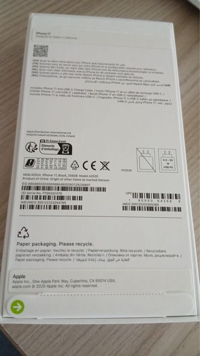 Iphone 17 nou nout- garantie apple pana la 18.08.2027