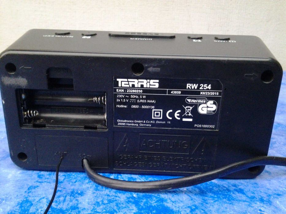 Terris, Ceas electronic LED verde, Afisaj digital, Alarma,