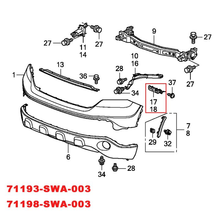 Държачи за Предна Броня Honda CR-V (2007–2011) – 71198-SWA-003 / 71193
