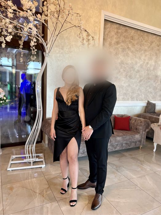 Rochie neagra 36 satin