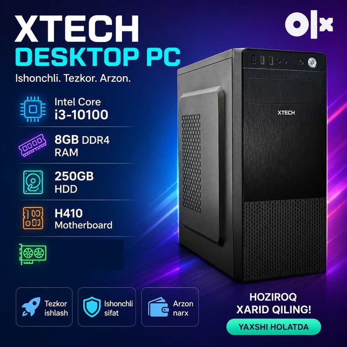 Core i3-10100 \ 8gb \ 250Gb HDD \H410 Ztech case