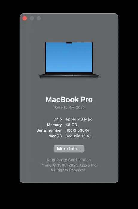 MacBook Pro 16 M3 Max, 16 CPU, 40 GPU, 48 Gb RAM, 1Tb SSD, Space black