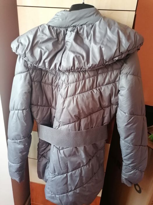 Jacheta Mohito iarna gri, cu fermoar și cordon, mărime 38