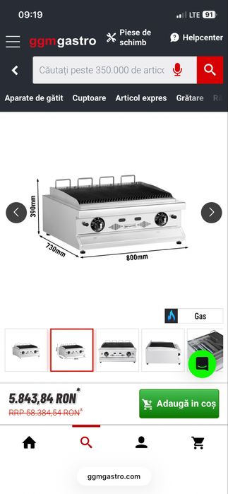 Gratar profesional pe gaz din fonta