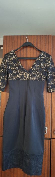 Вечерна рокля с златисти еленти