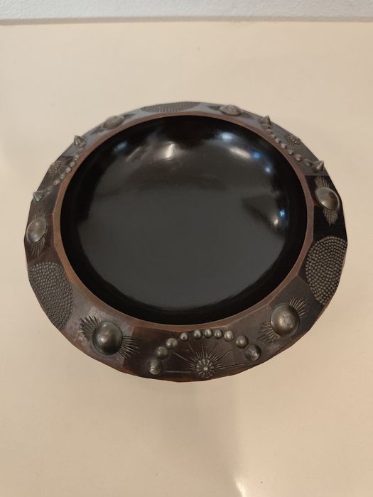 Винтидж дървена декоративна купа – Art Deco, ръчна изработка