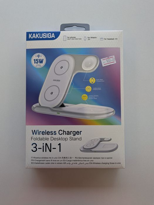 Incarcator wireless 3in1, 15W, Compatibil cu Apple, Negru