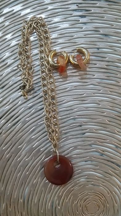 Серьги,  цепь,  камни натуральные