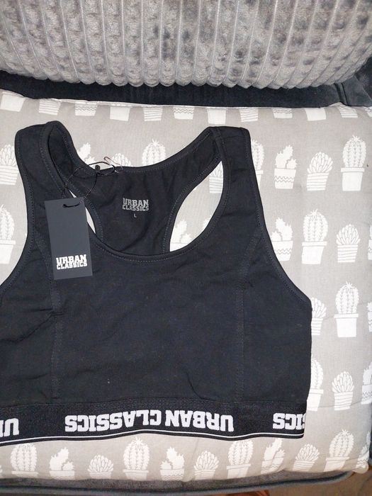 Дамско черно памучно спортно бюстие URBAN CLASISiCS M