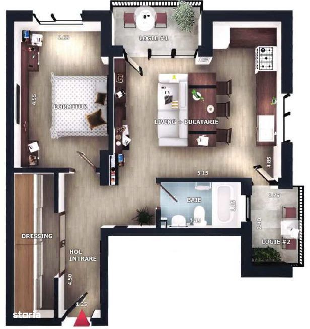 Apartament 2 camere | 52mp | zona Vivo, Floresti