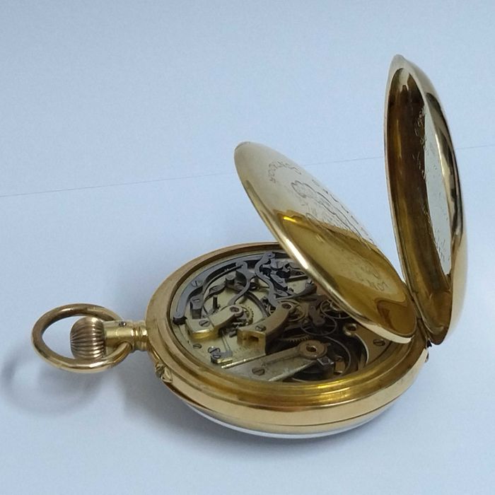 LONGINES джобен часовник, златен 18к, хронограф, перфектен,много рядък