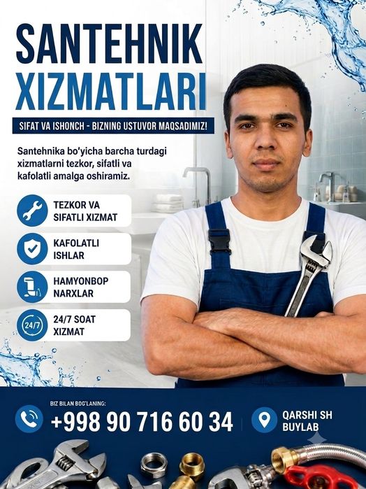 Santexnik usta unitaz rakvina ariston nasos ustanofka qilish