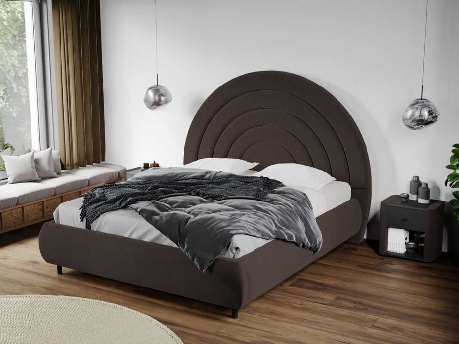 Pat Tapitat Leo Maro Velluto 6 cu tablie semirotunda rabatabil