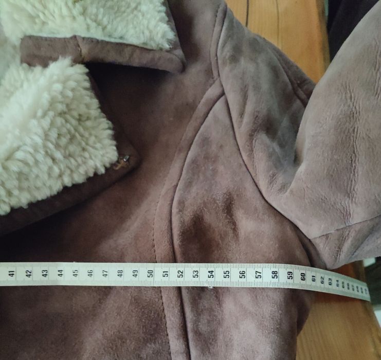 Мъжко кожено палто/яке/кожух Shearling/Винтидж естествена агнешка кожа   пилотско размер 52/54/XL/2Х