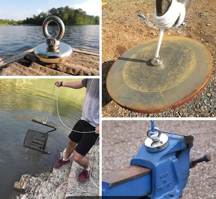 Set magnet fishing neodim D60mm cu forta de taragere 100kg +10m frangh