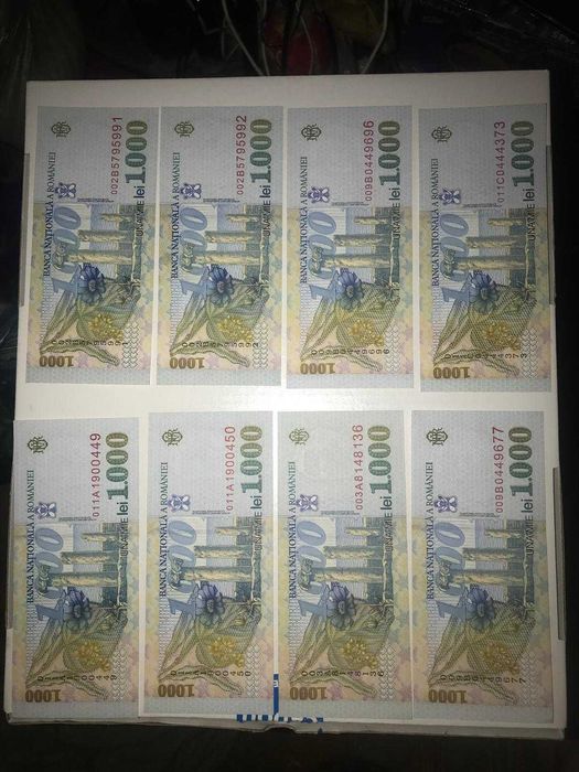 Bancnote 2000 lei , 5000 lei si 1000 lei; bancnota 10 bani